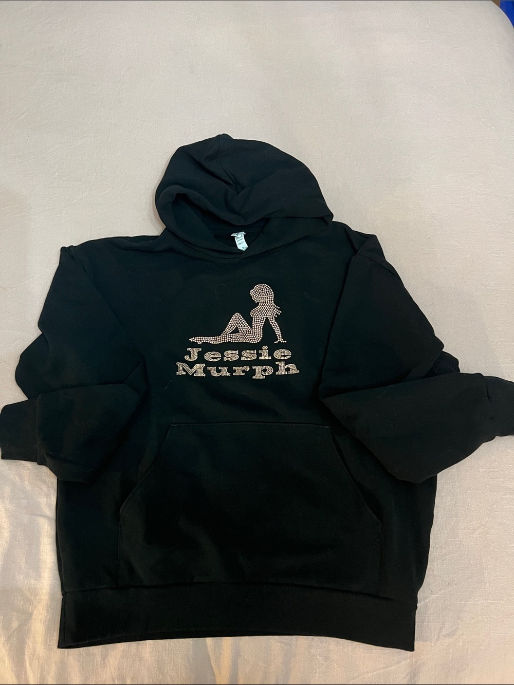 Black Rhinestone Logo Hoodie